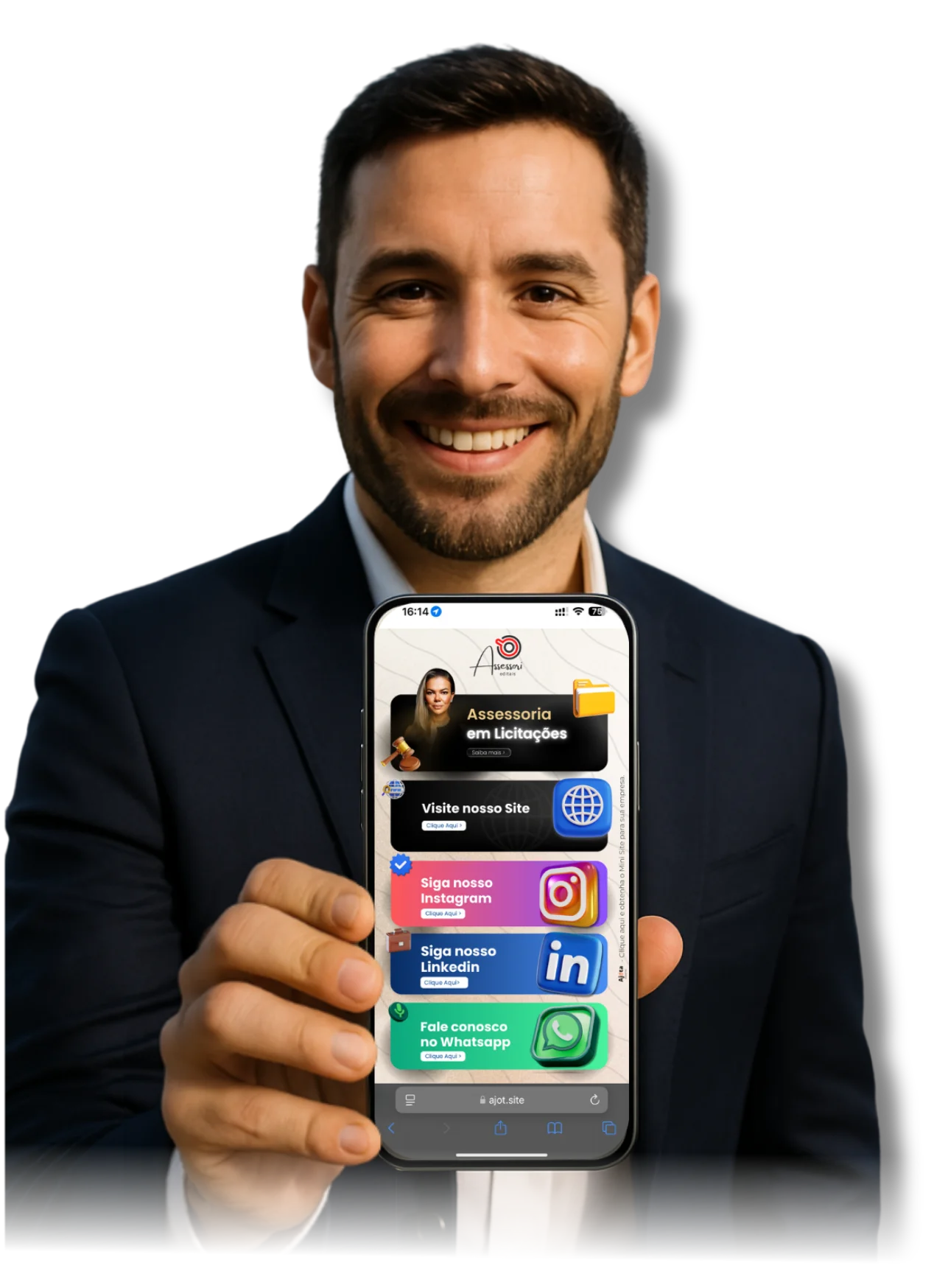 Mockup de celular exibindo o Link da Bio Profissional